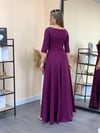 Crep Kumaş Fakir Kol Elbise - Patlıcan Mor