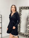 Crep Kumaş Fırfırlı Mini Elbise - Siyah