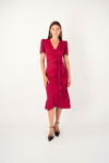 Crep Kumaş Midi Elbise  - BORDO