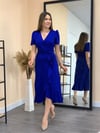 Crep Kumaş Midi Elbise  - Saks Mavisi