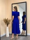 Crep Kumaş Midi Elbise  - Saks Mavisi