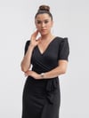 Midi Dress with Tie on Waist \ Black
