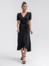 Midi Dress with Tie on Waist \ Black