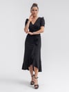 Midi Dress with Tie on Waist \ Black