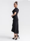 Midi Dress with Tie on Waist \ Black