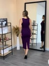 Crep Kumaş Sıfır Kol Elbise - Patlıcan Mor