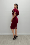 Crepe Fabric Bulge Dress - Claret Red