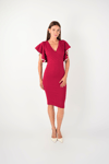 Crepe Fabric Bulge Dress - Claret Red