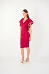 Crepe Fabric Bulge Dress - Claret Red