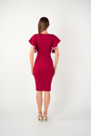 Crepe Fabric Bulge Dress - Claret Red