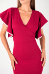 Crepe Fabric Bulge Dress - Claret Red