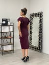 Crep Kumaş Volanlı Elbise - Patlıcan Mor