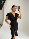Crep Kumaş Volanlı Elbise - Siyah