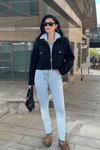 Crop Kaşe Ceket - SİYAH