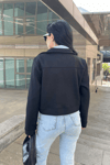 Crop Kaşe Ceket - SİYAH