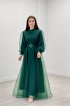 Dalya Organze Kumaş Abiye Ebise - ZÜMRÜT YEŞİL