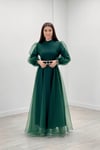 Dalya Organze Kumaş Abiye Ebise - ZÜMRÜT YEŞİL