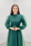 Dalya Organze Kumaş Abiye Ebise - ZÜMRÜT YEŞİL