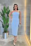 Double Kumaş Bolero Detaylı Kalem Elbise - BEBE MAVİSİ