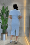 Double Kumaş Bolero Detaylı Kalem Elbise - BEBE MAVİSİ