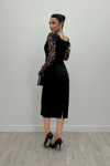 Crepe Fabric 3D Sleeve Flowy Pencil Dress - Black