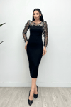 Scuba Fabric Spangle Fringed Dress - Silver