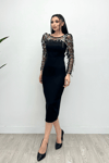 Scuba Fabric Spangle Fringed Dress - Silver