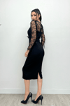 Scuba Fabric Spangle Fringed Dress - Black