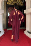 Double Kumaş Straplez Bolero Detaylı Kalem Elbise - BORDO