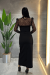 Double Kumaş Straplez Dantel Bolero Detaylı Elbise - SİYAH