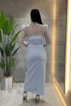 Double Kumaş Straplez Dantel Bolero Detaylı Elbise - BEBE MAVİSİ