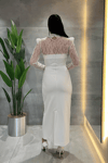 Double Kumaş Straplez Dantel Bolero Detaylı Elbise - BEYAZ