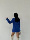 Double Kumaş Taş Detaylı Ceket - SAKS MAVİ