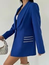 Double Kumaş Taş Detaylı Ceket - SAKS MAVİ