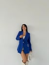 Double Kumaş Taş Detaylı Ceket - SAKS MAVİ