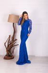 Full Dantel Balık Abiye Elbise - Saks