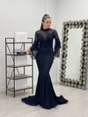 Full Dantel Balık Elbise - SİYAH