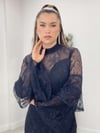 Full Dantel Balık Elbise - SİYAH