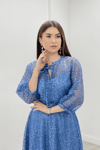 Full Dantel Payet Kumaş Midi Abiye Elbise - İNDİGO MAVİ