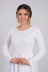 Full Dantel Pileli Abiye Elbise - Beyaz