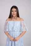 Full Dantel Volanlı Elbise - Buz Mavi