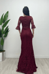 Full Guipure Fish  Dress - Claret Red