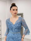 Full Güpür Balık Elbise - BUZ MAVİ