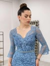 Full Güpür Balık Elbise - BUZ MAVİ