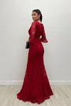 Full Guipure Fish  Dress - Red