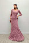 Full Guipure Fish  Dress - Powder
