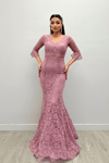 Full Guipure Fish  Dress - Powder