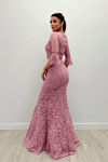 Full Guipure Fish  Dress - Powder