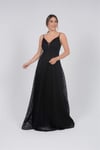 İp Askılı Dantel Abiye - Siyah
