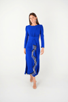 Stone Tassel Detailed Evening Dress - SAX BLUE